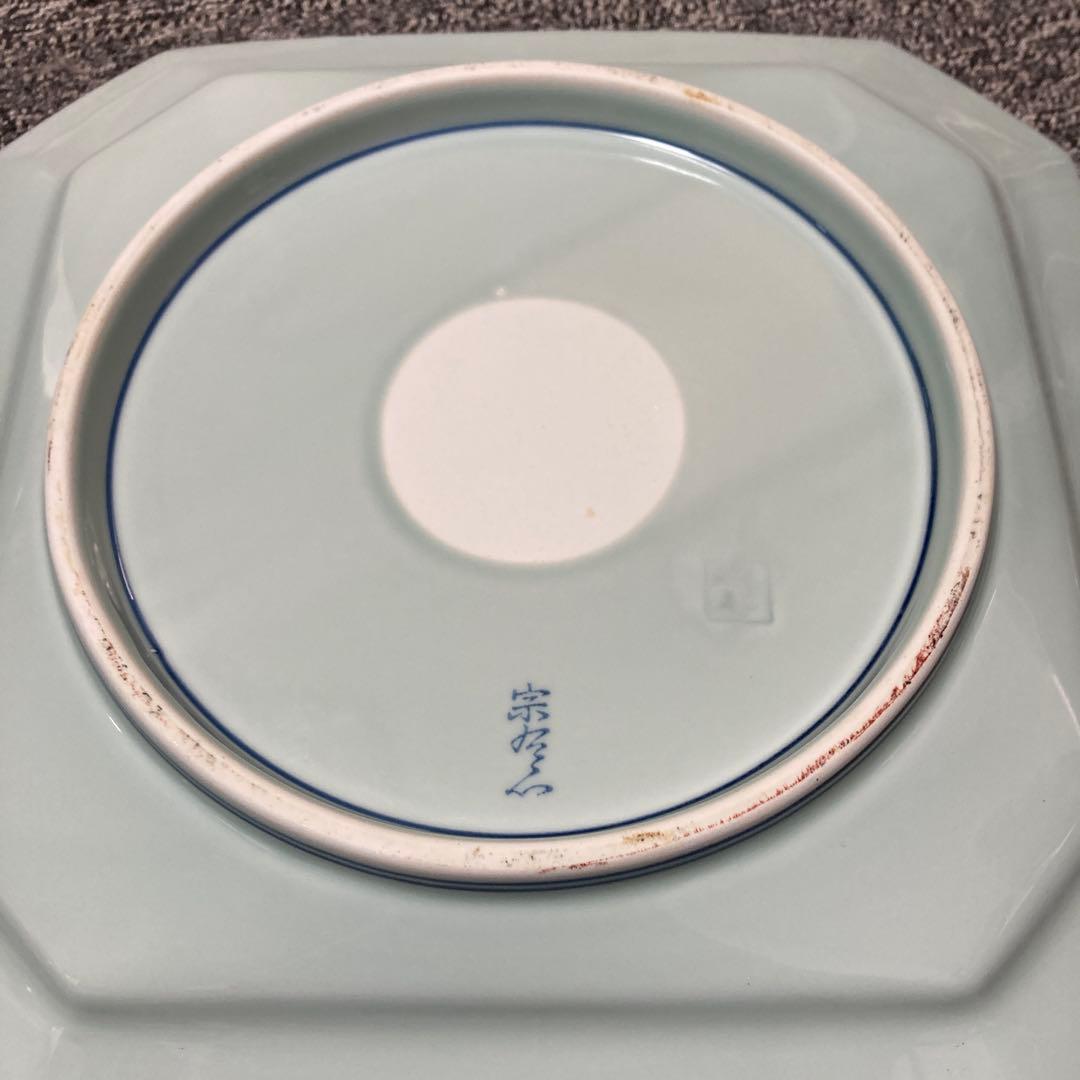 有田焼　八角形皿 大皿　青い花柄 盛り皿　7枚セット