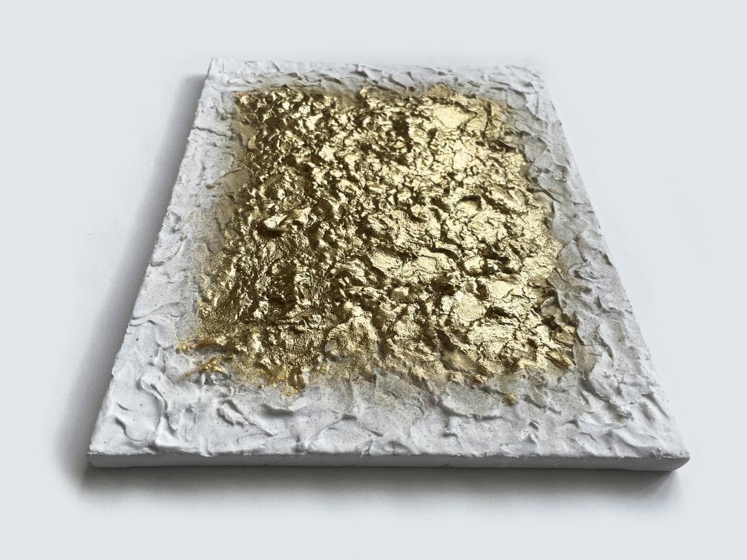 金のテクスチャーアート　アートパネル　絵画　抽象画　インテリア　北欧　白