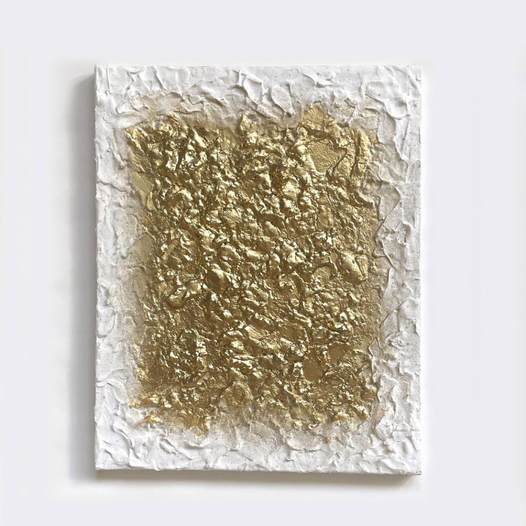 金のテクスチャーアート　アートパネル　絵画　抽象画　インテリア　北欧　白