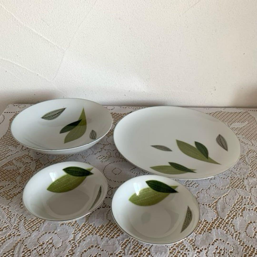レトロ Narumi China 6点 葉っぱ柄 ナチュラル
