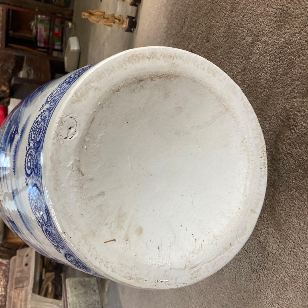 引き取り可能 特大 青 染付 山水図 大花瓶 高さ91.5cm