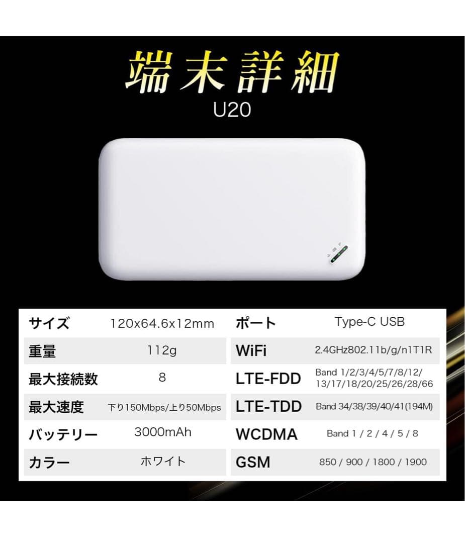 510545 新品未開封　【CHEETAH WiFi】U20 チーターワイファイ