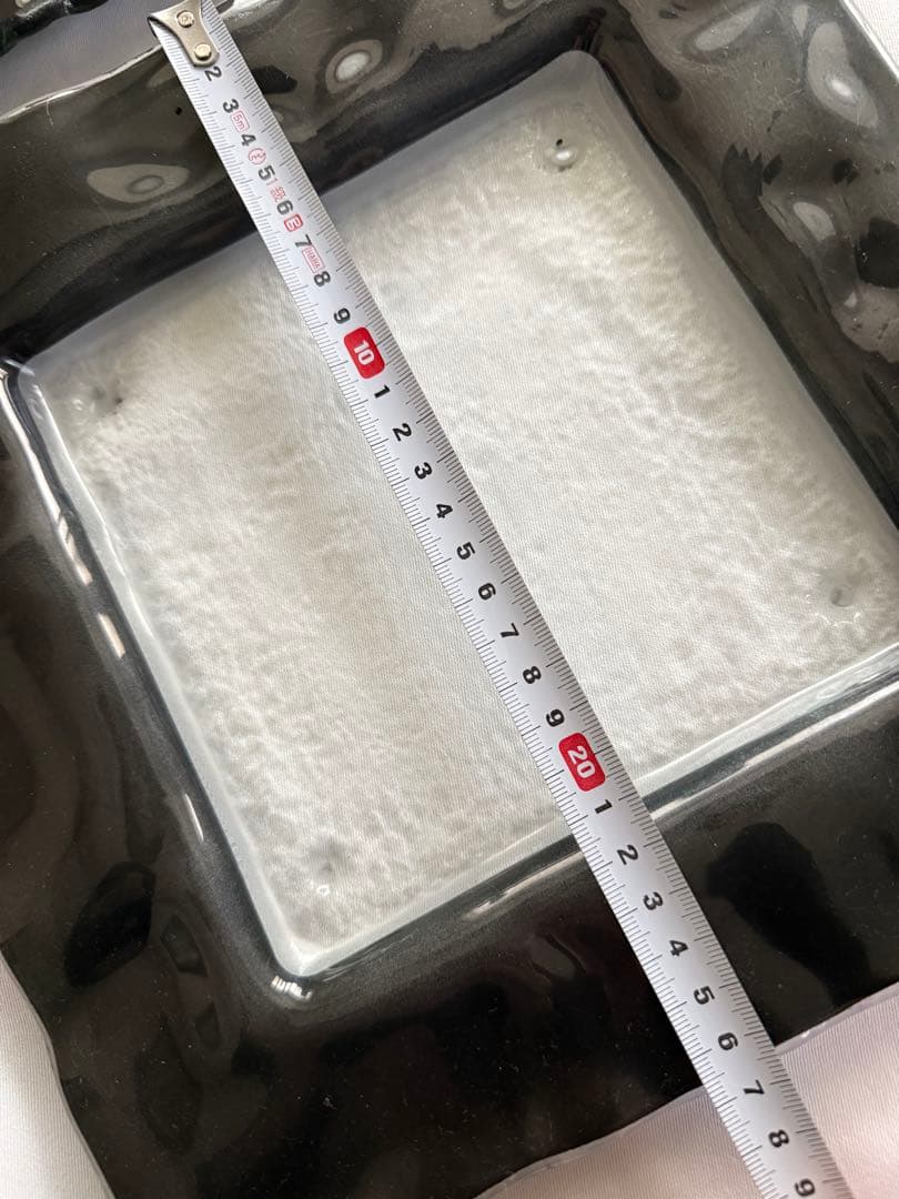 スペイン製グラススタジオ　ガラス角皿(ブラック)4枚セット