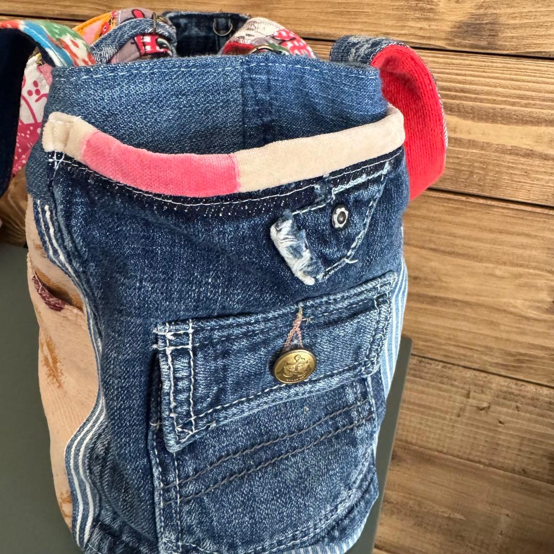 ハンドメイド デニムリメイク バッグ レトロ リバーシブル 楕円底 39