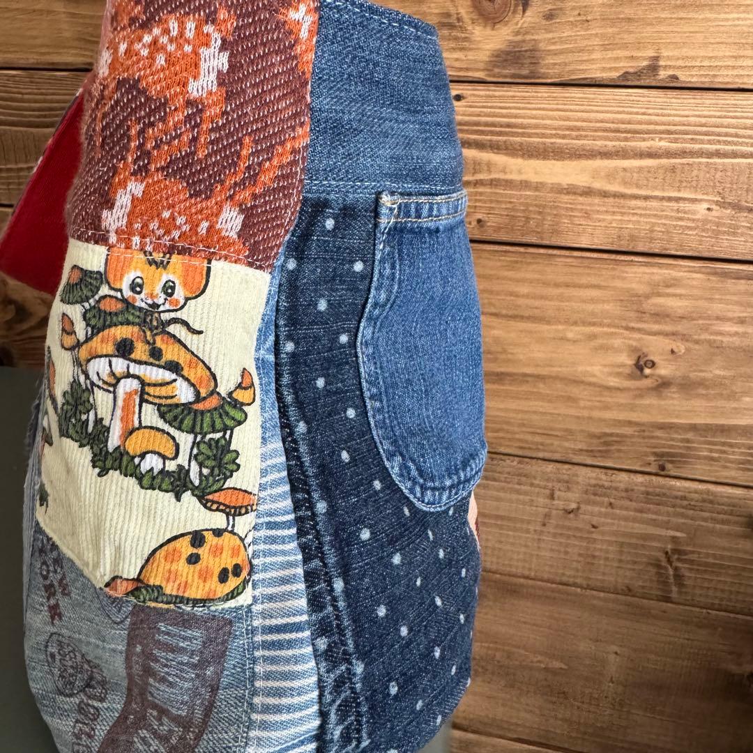 ハンドメイド デニムリメイク バッグ レトロ リバーシブル 楕円底 39