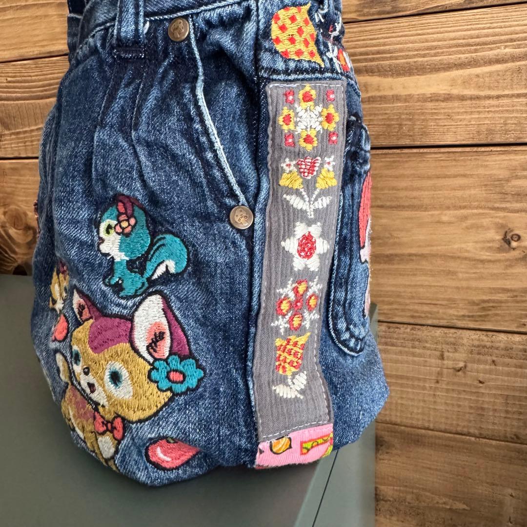 ハンドメイド デニムリメイク バッグ レトロ リバーシブル 楕円底 39