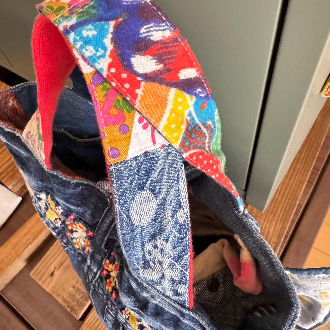 ハンドメイド デニムリメイク バッグ レトロ リバーシブル 楕円底 39