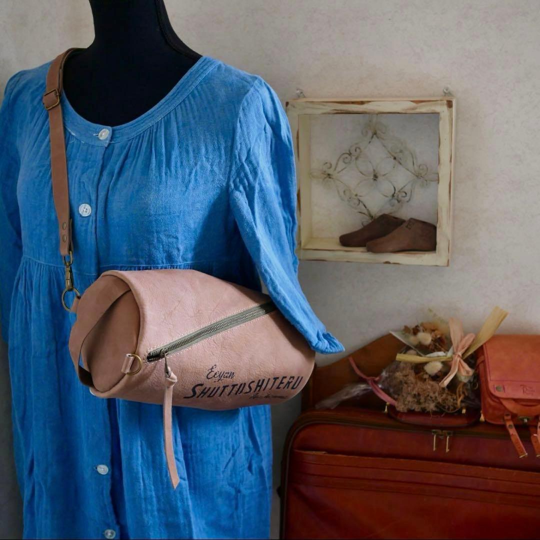 ドラムショルダー 牛革 ヌメ アンティーク加工 ダメージ ヴィンテージコーデ