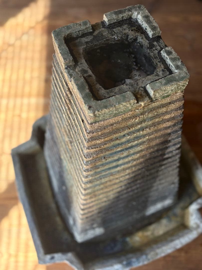 益子焼水盤　神鹿窯