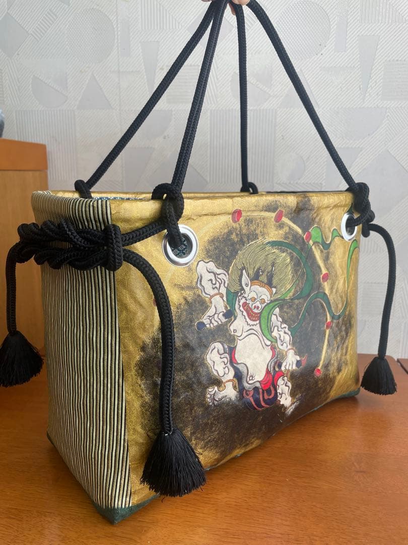 【sold out】一閑張りバッグ　風神雷神