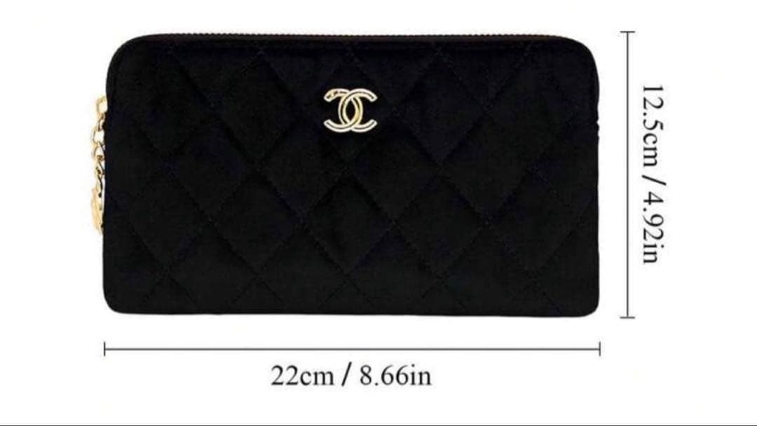 【美品】CHANEL ブラック キルティングポーチ