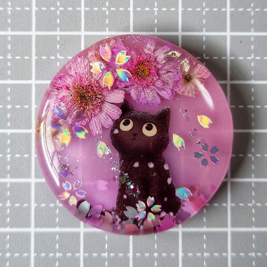 レジン　猫　ヘアゴム　ブローチ　ポニーフック　No.571