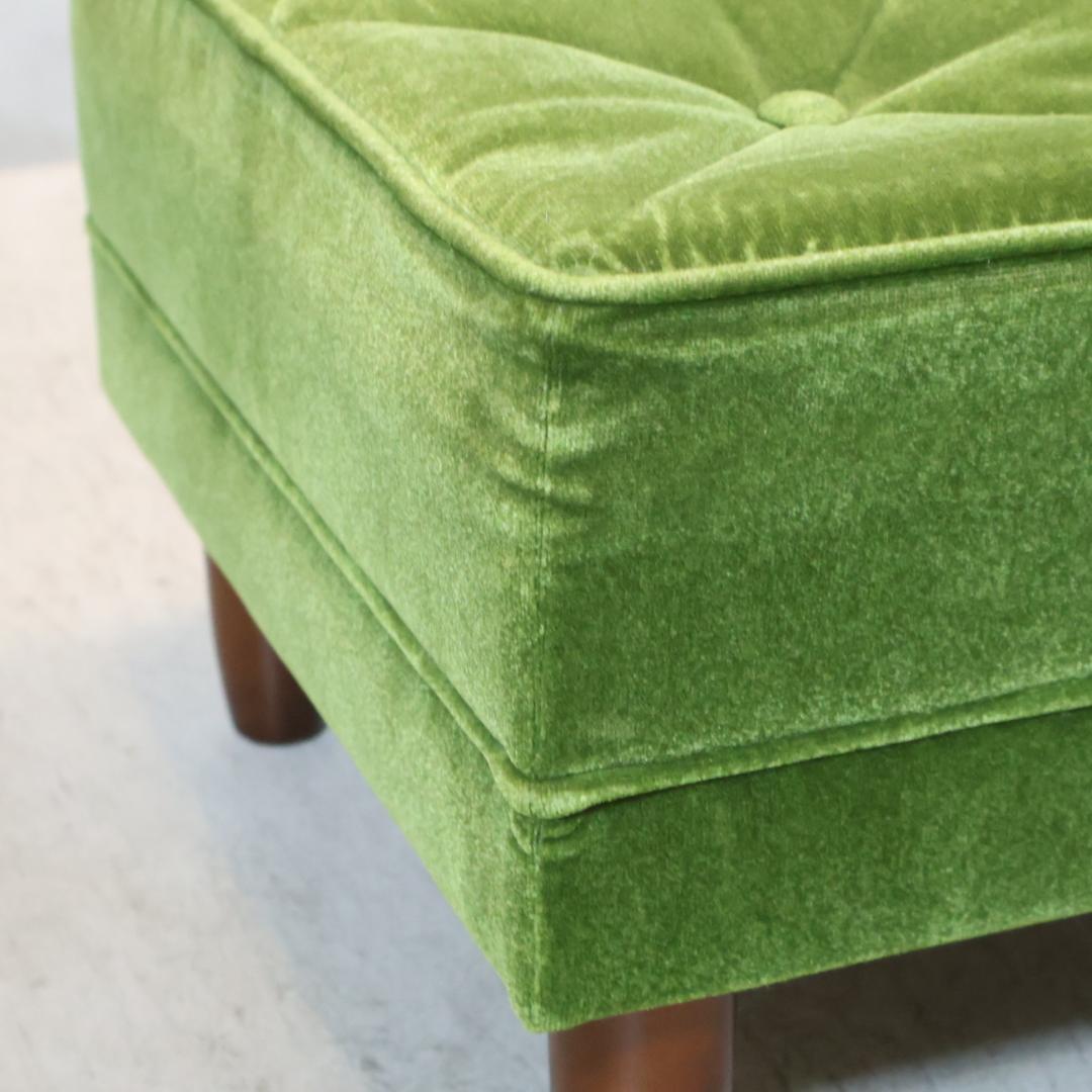 Karimoku60 モケットグリーン オットマン スツール レトロモダン