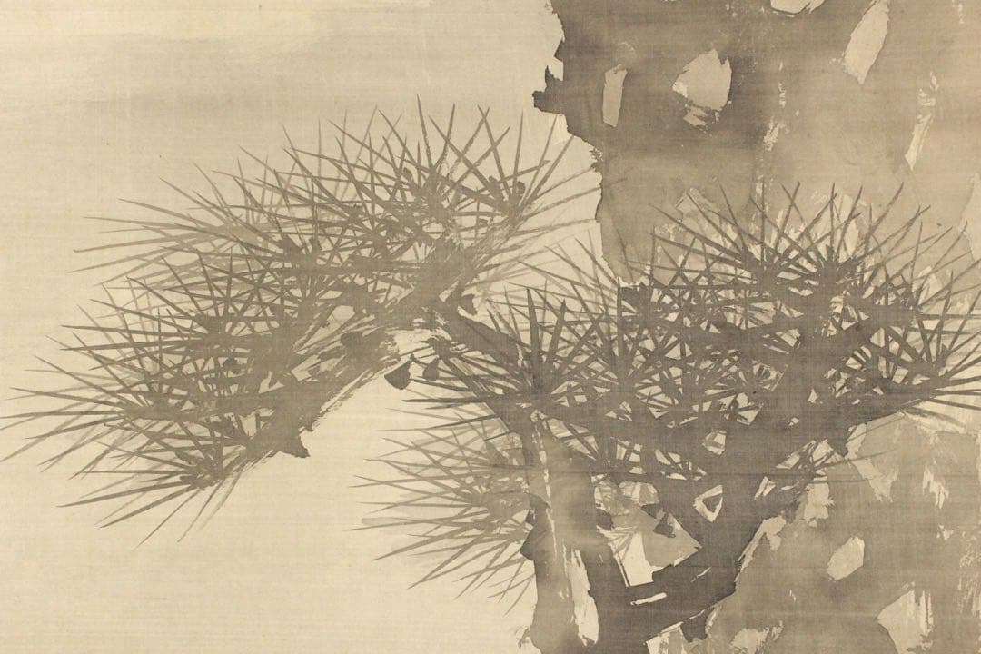 No5366 掛軸　鈴木松年　老松図　絹本　日本画　絵画　古画　古美術　送料無料