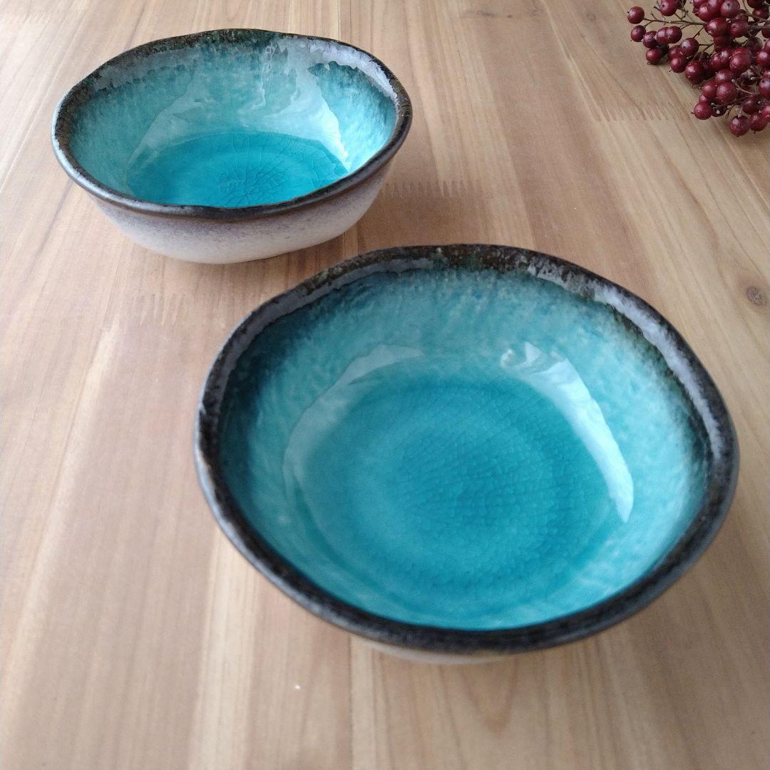 水玉スープカップ２色・トルコブルー小鉢４個・浪富士山皿２色