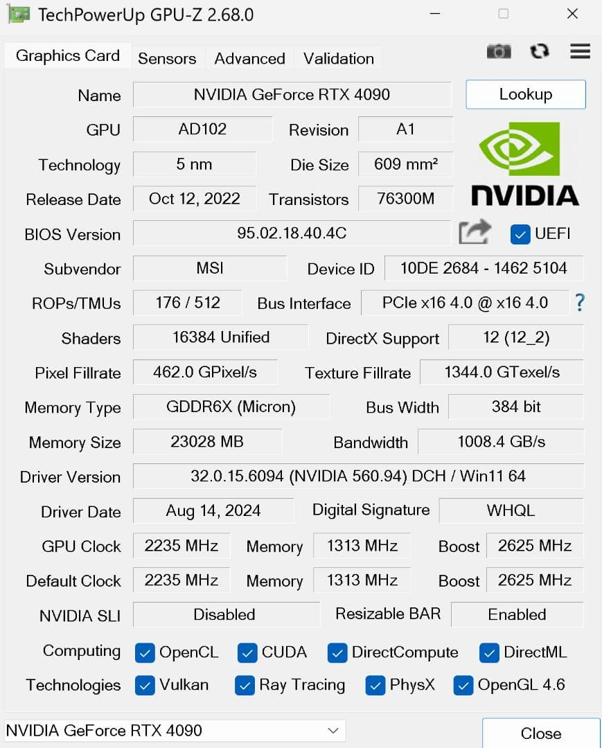 グラフィックボード・グラボ・ビデオカード MSI GeForce RTX4090 SUPRIM LIQUID X 24G