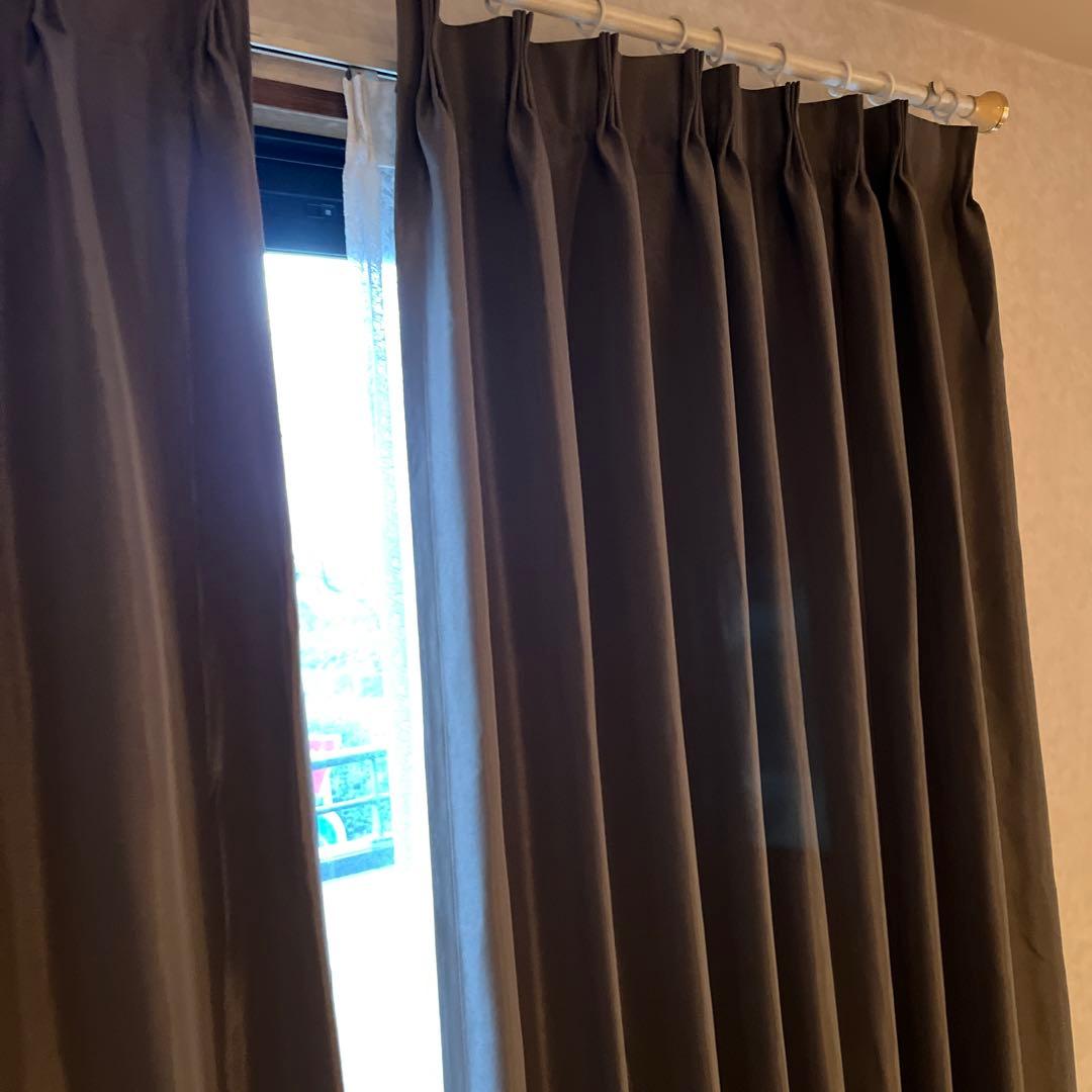 【美品】❤️ドレープカーテン遮光 遮熱1級カーテン オーダーカーテン ブラウン系