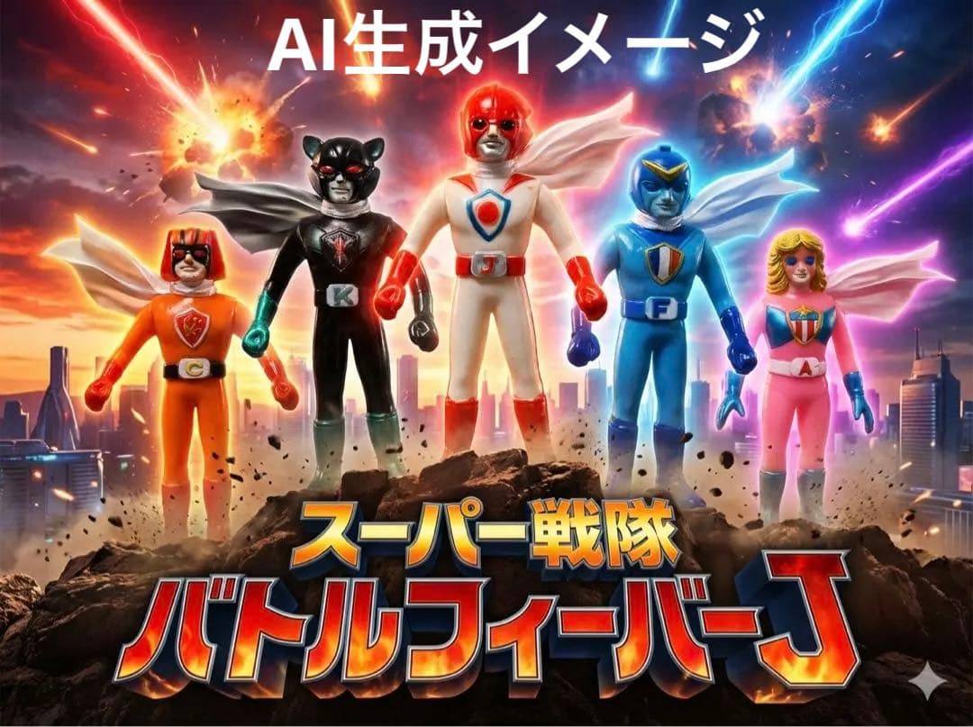 【当時物】バトルフィーバーJ ポピー ソフビ 5体セット 昭和レトロ 特撮
