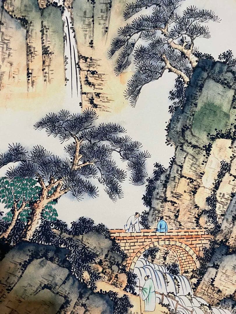 马骀 澄江图 中国画 掛け軸 水墨画 和室 玄関 茶室 壁掛け 美術品