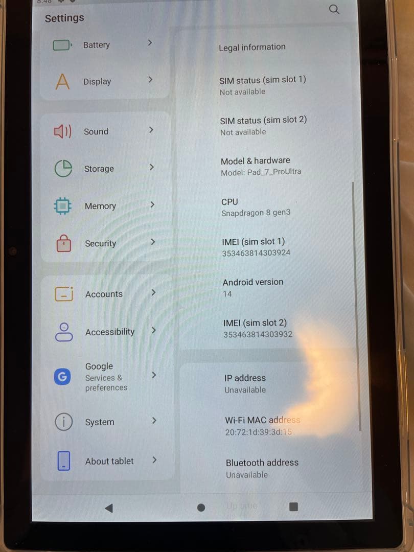タブレットPC Android14