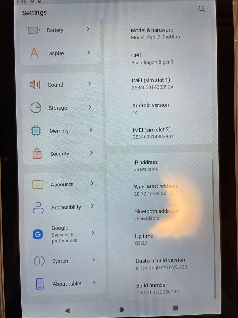 タブレットPC Android14