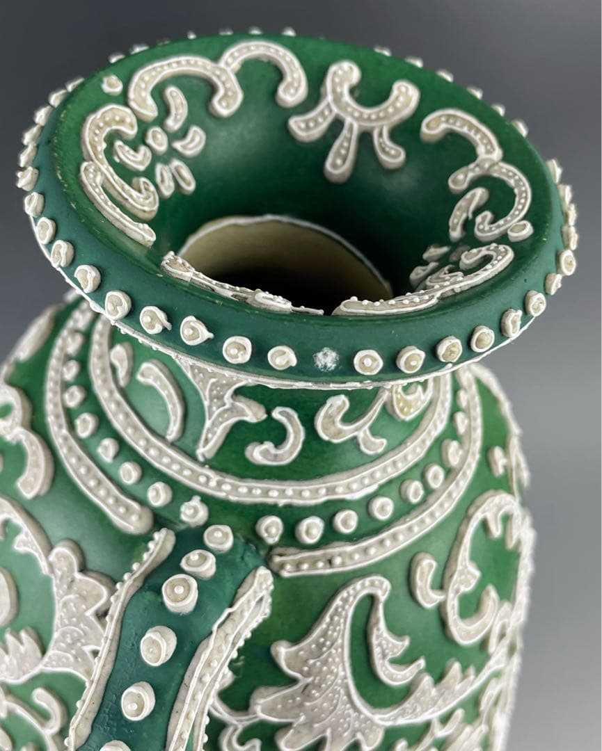 【大型３６．５㎝】オールドニッポン アールヌーボー 一陳盛り 花瓶 真珠盛り