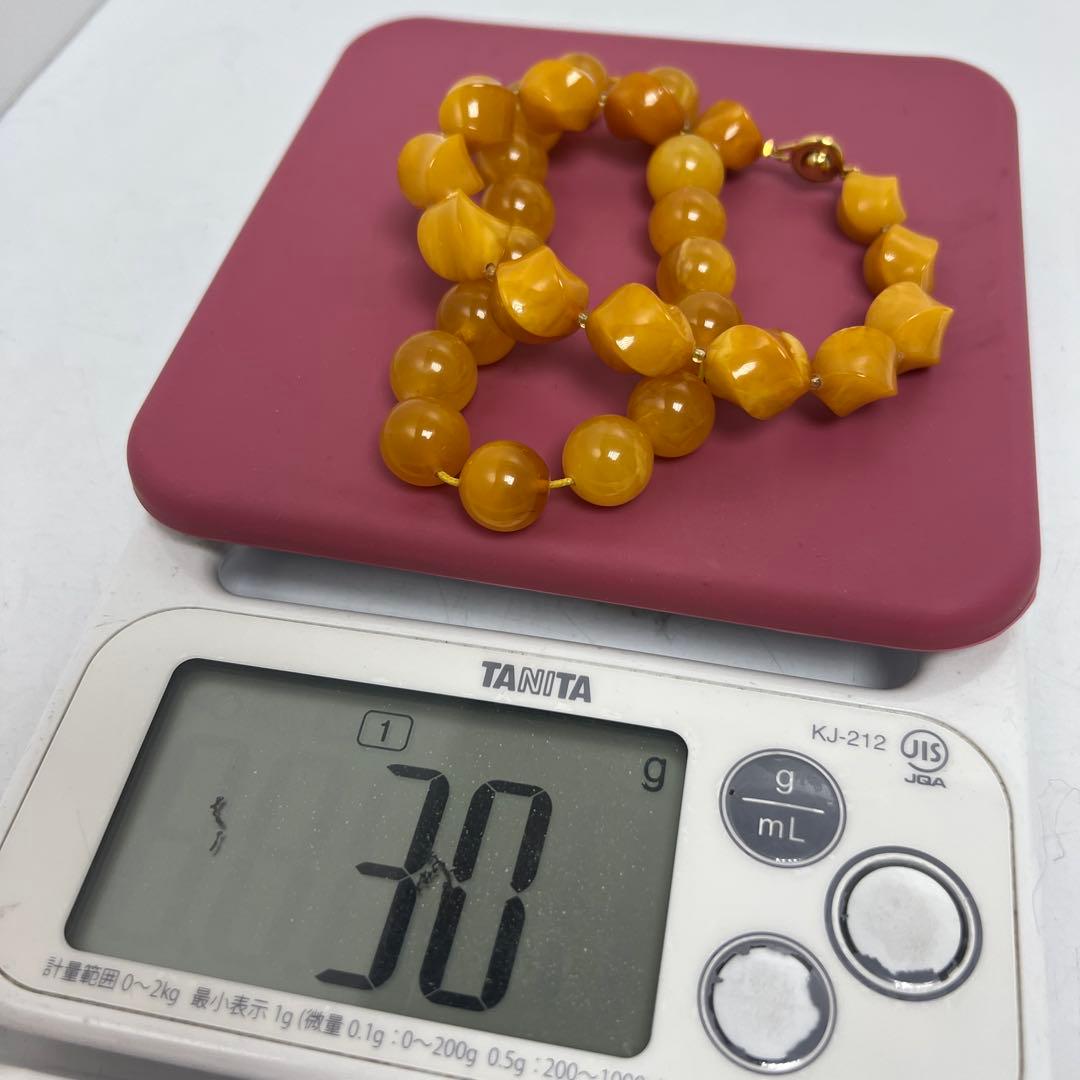 本蝋琥珀　大玉バングル2本　30g 東Y8-0305☆2Fトヒコ