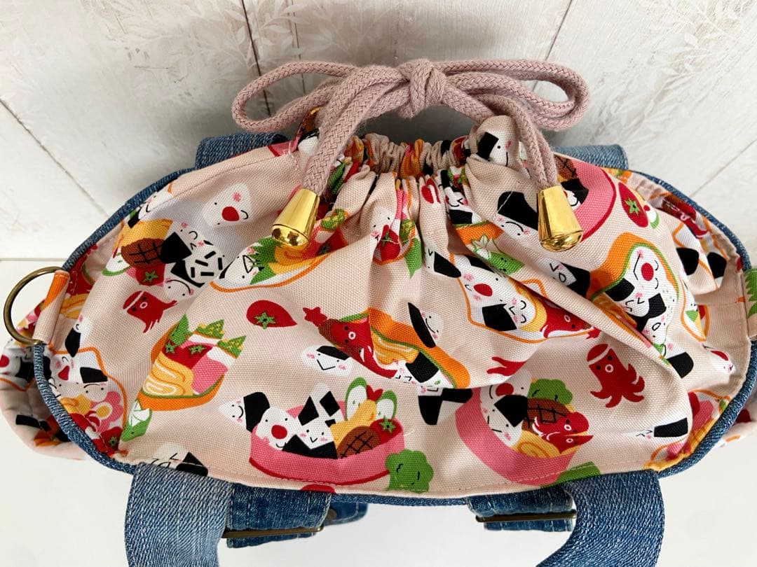 デニムリメイクバッグS おにぎり×お弁当bag