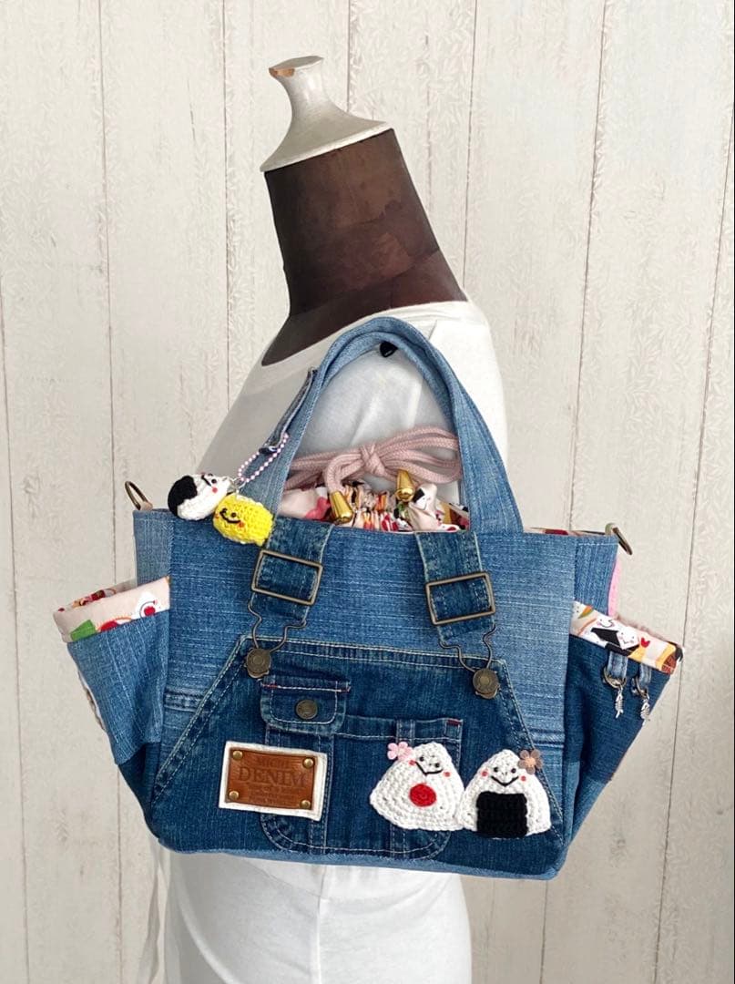 デニムリメイクバッグS おにぎり×お弁当bag