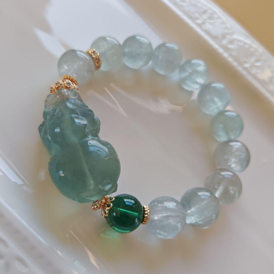 新作　ブルーグリーンフローライト貔貅　グリーンフローライト