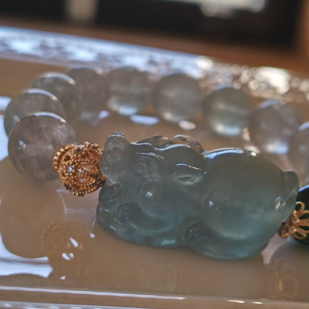 新作　ブルーグリーンフローライト貔貅　グリーンフローライト