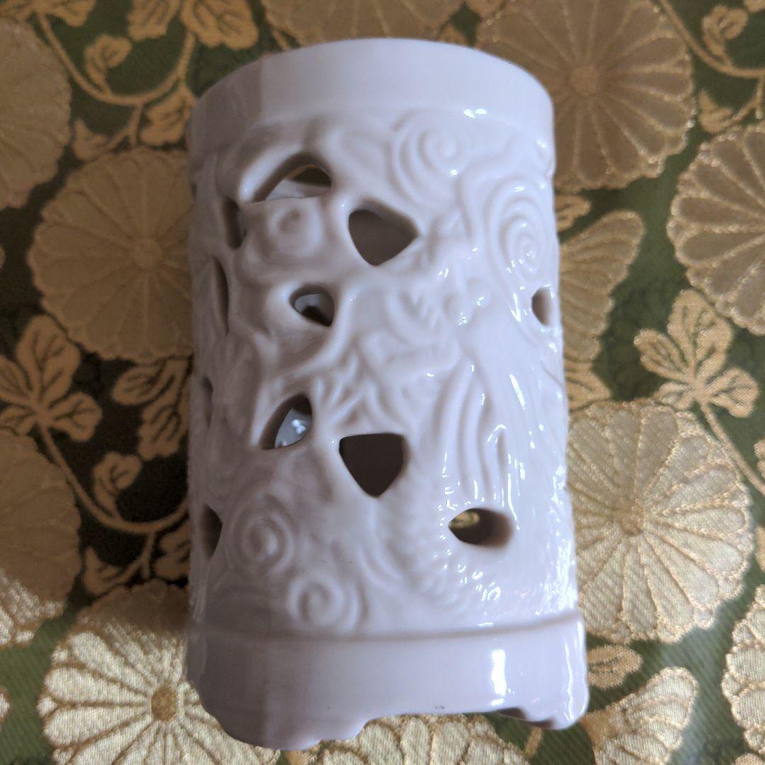 【最終価格】 書道　白磁　筆筒　時代品