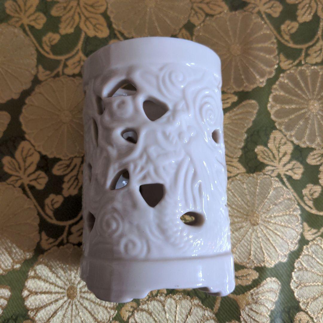 【最終価格】 書道　白磁　筆筒　時代品