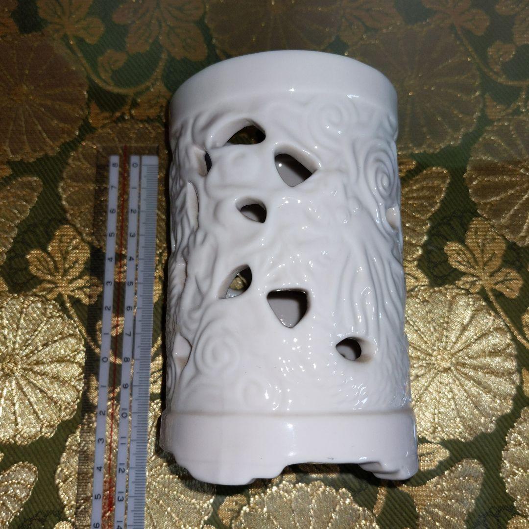 【最終価格】 書道　白磁　筆筒　時代品