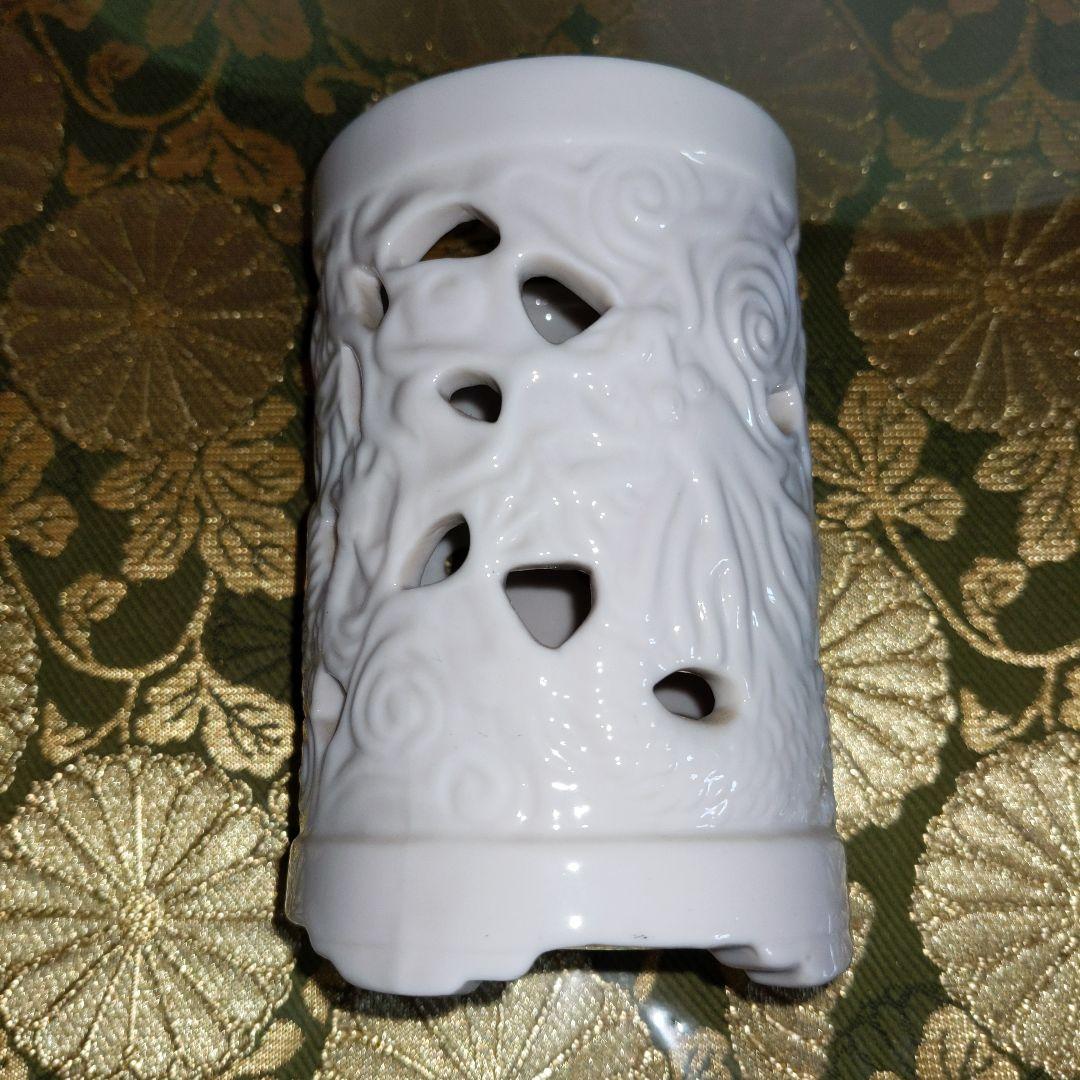 【最終価格】 書道　白磁　筆筒　時代品