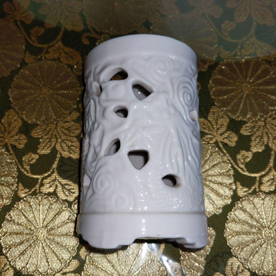 【最終価格】 書道　白磁　筆筒　時代品