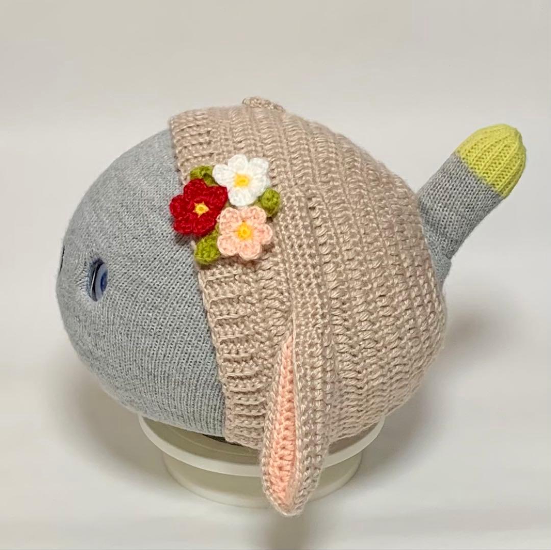 かばんだハリネズミ（グレー）あじさい（紫）たれ耳うさぎのボンネット（茶）