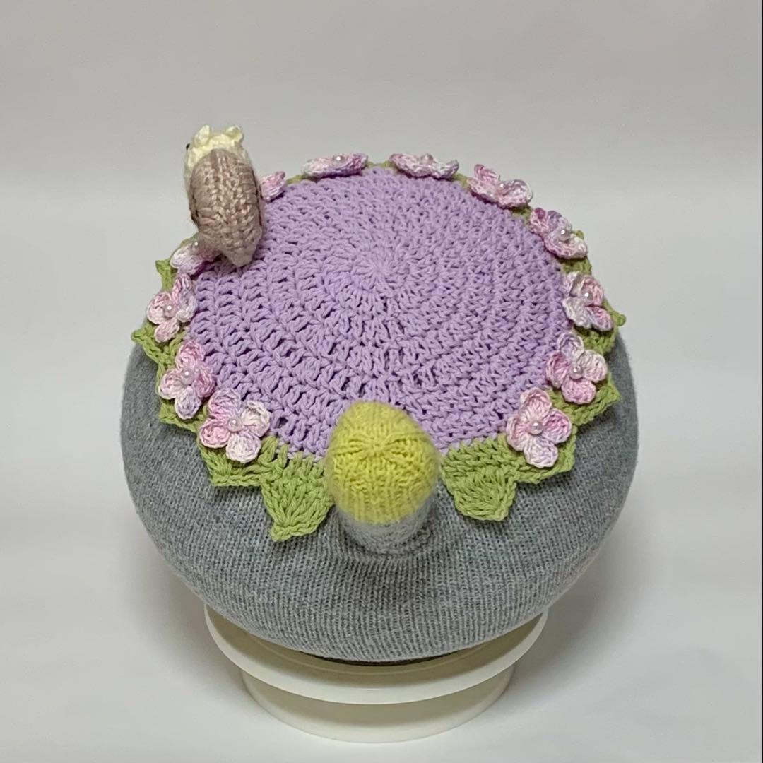 かばんだハリネズミ（グレー）あじさい（紫）たれ耳うさぎのボンネット（茶）