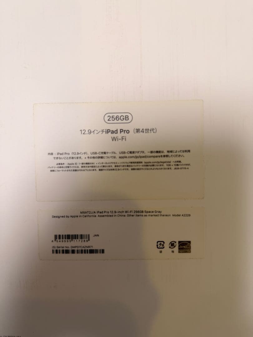 iPad Pro(第4世代) 256GB Wi-Fiモデル スペースグレー