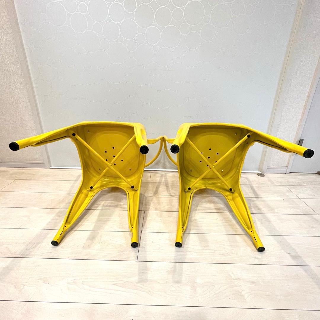 スチールチェア 木製座面 北欧 インダストリアル アームチェア レトロ 2脚