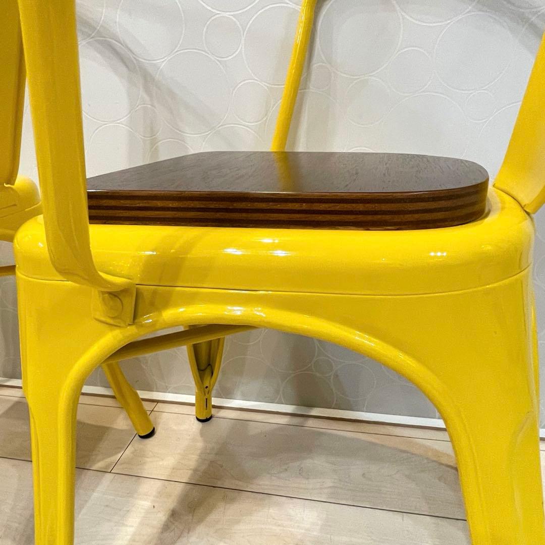 スチールチェア 木製座面 北欧 インダストリアル アームチェア レトロ 2脚