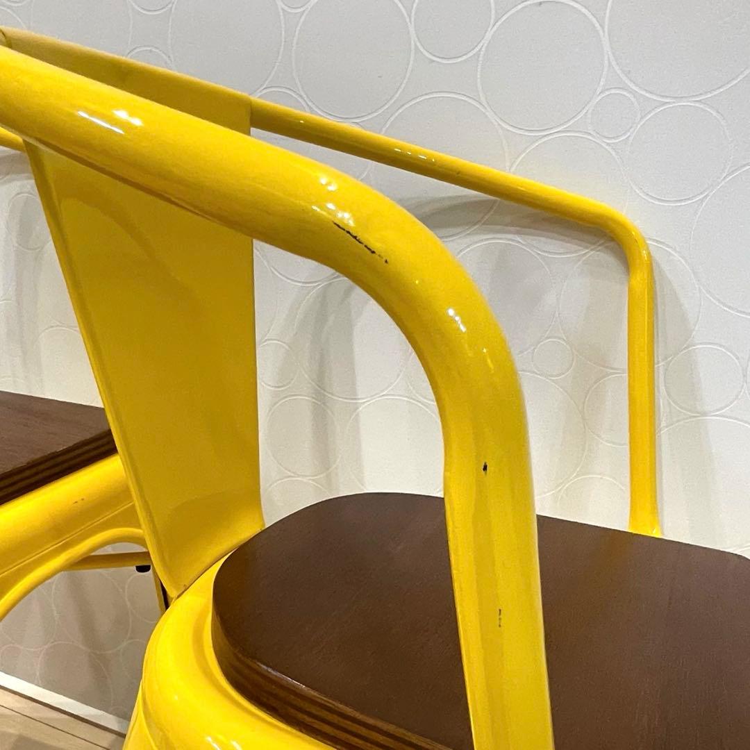 スチールチェア 木製座面 北欧 インダストリアル アームチェア レトロ 2脚