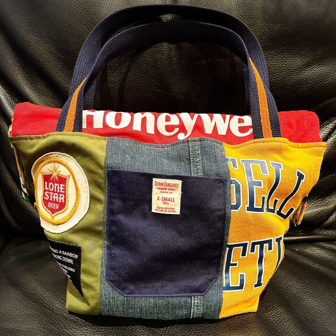 ハンドメイド 巾着 トートバッグ ビンテージ缶バッジ付き♡♡DD