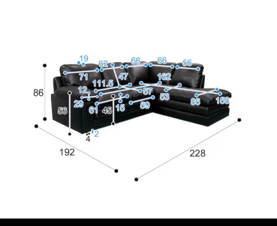 持ち帰り大歓迎　ニトリソファ本革合皮　右カウチ　ブラック3人掛けソファー