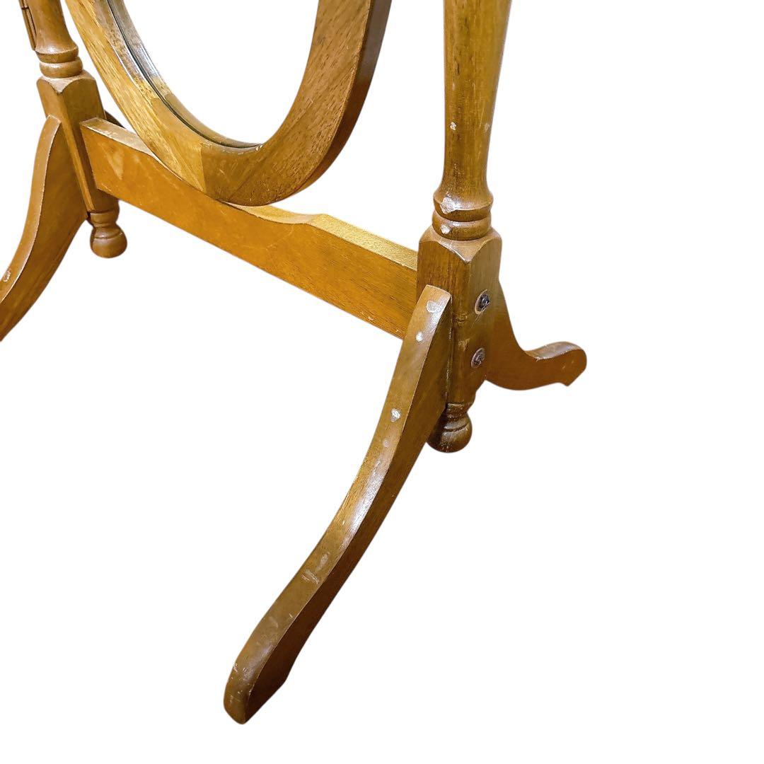 アンティーク　木製　全身鏡　スタンドミラー　ヴィンテージ　オーバル　姿見