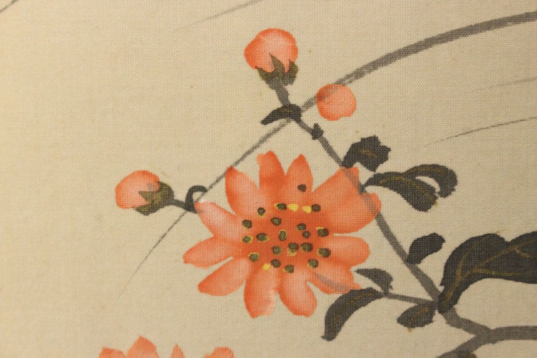 No5447 掛軸　在銘　寶泉　「月明飛雁」　絹本着色 共箱　日本画　送料無料