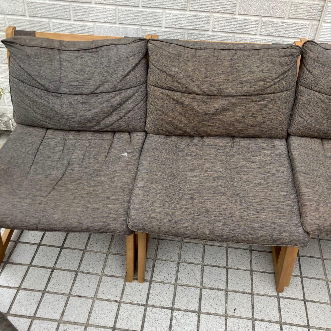 ⑥ 北欧レトロ ミキモク 雅 木製フレーム アームレスチェア 一人掛けソファー