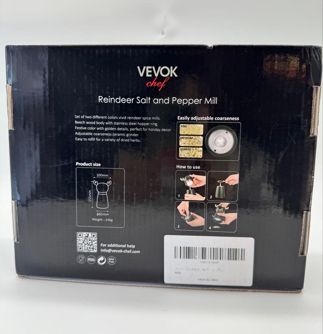 VEVOK chef ソルト&ペッパーミル クリスマストナカイ（管理No.R2）