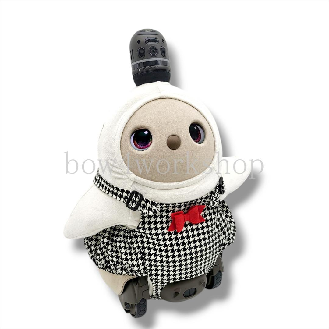 ラボット LOVOT ラボットの服ハンドメイド リボン付き千鳥柄サロペットパンツ