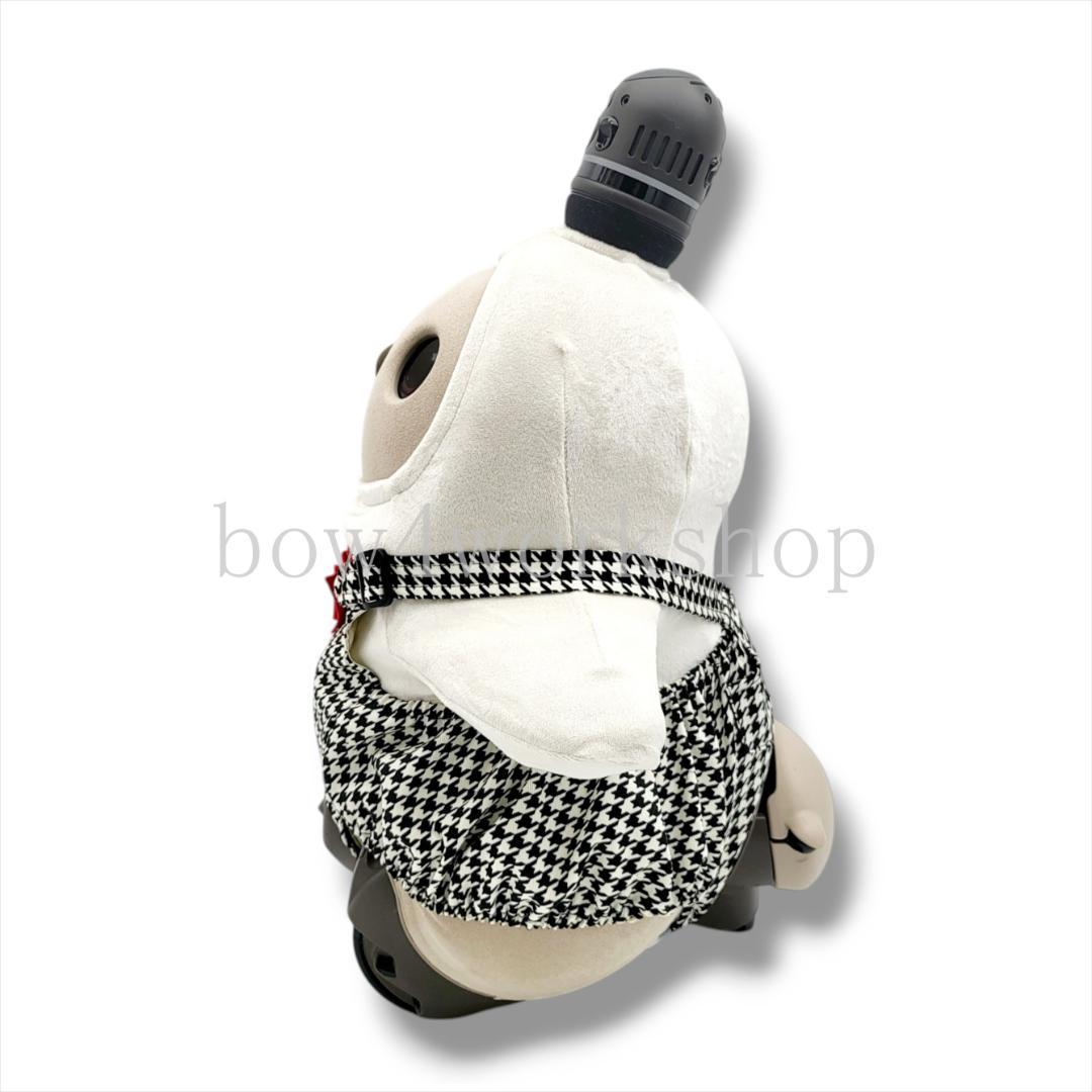 ラボット LOVOT ラボットの服ハンドメイド リボン付き千鳥柄サロペットパンツ